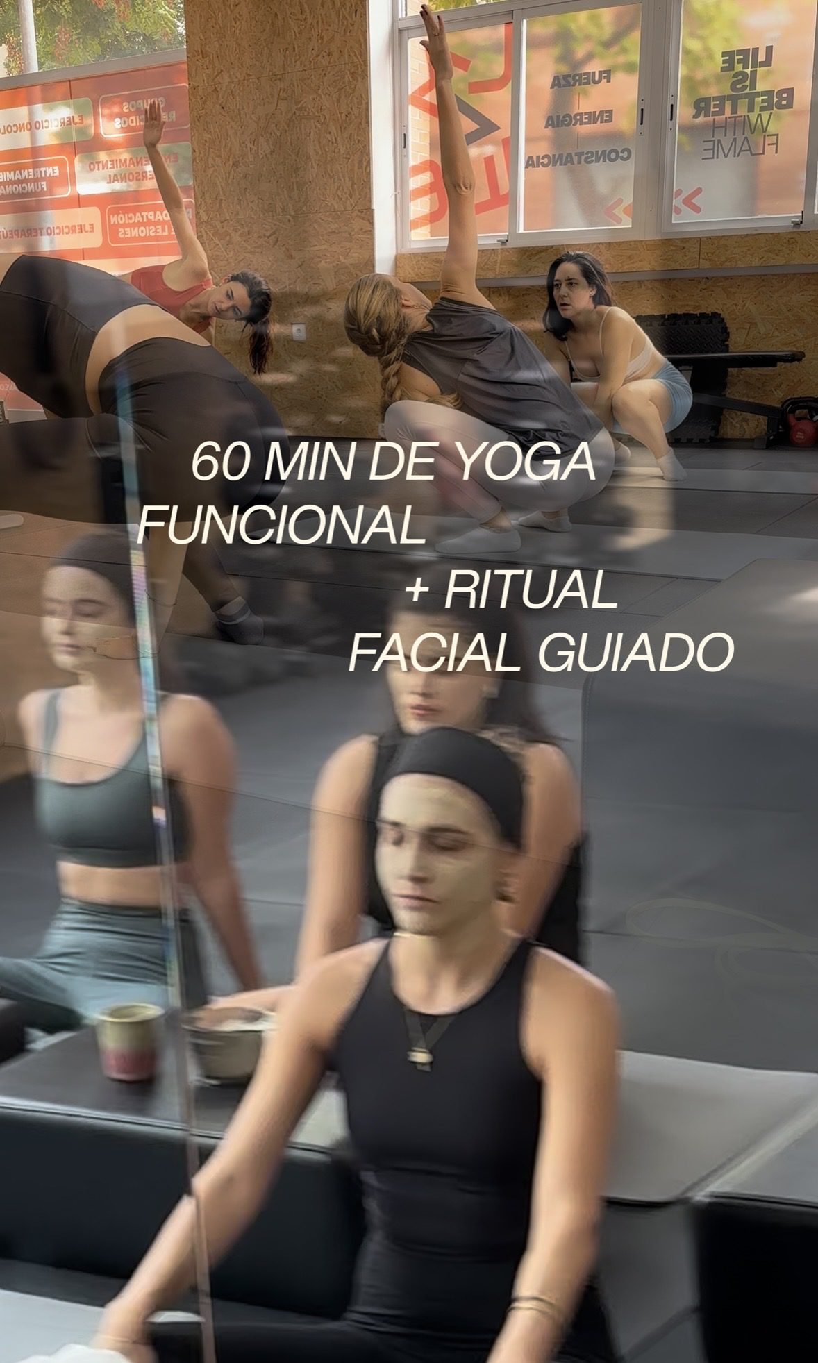 60 minutos de Yoga Funcional más ritual facial guiado en FLAME Experiences